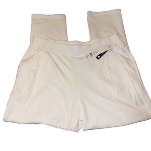 Weekend Routine White Knit Skinny Pants with Elastic Waistband, Pockets NWT